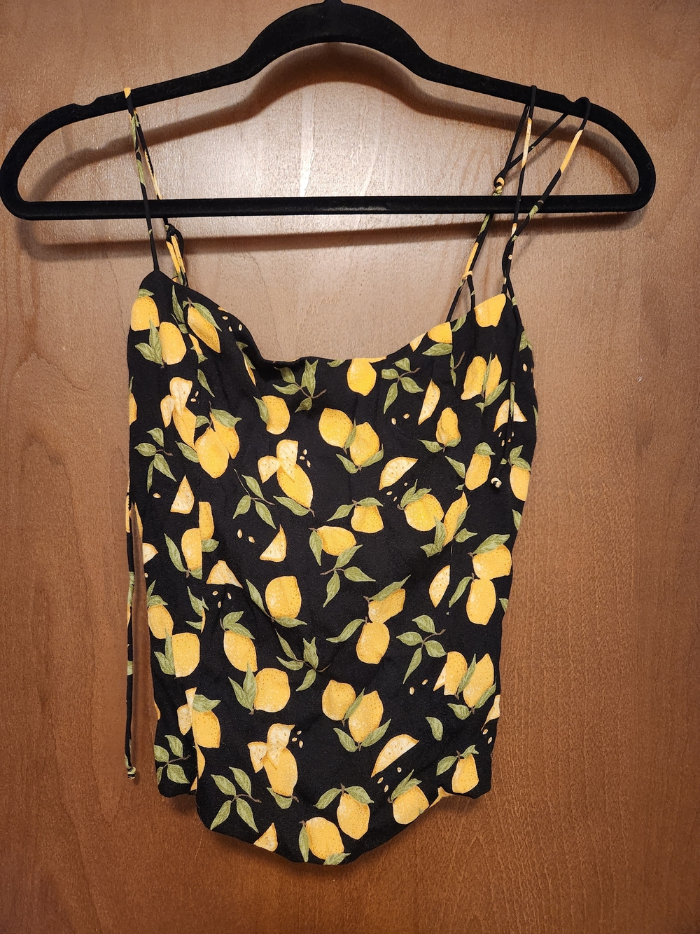 Reformation Black Lemon-Print Spaghetti Strap Cami